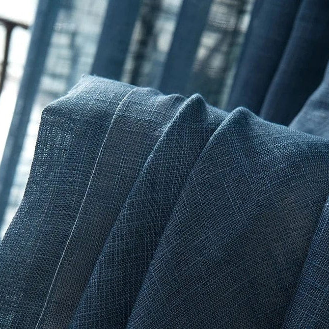 Rideau lin bleu foncé lucide
