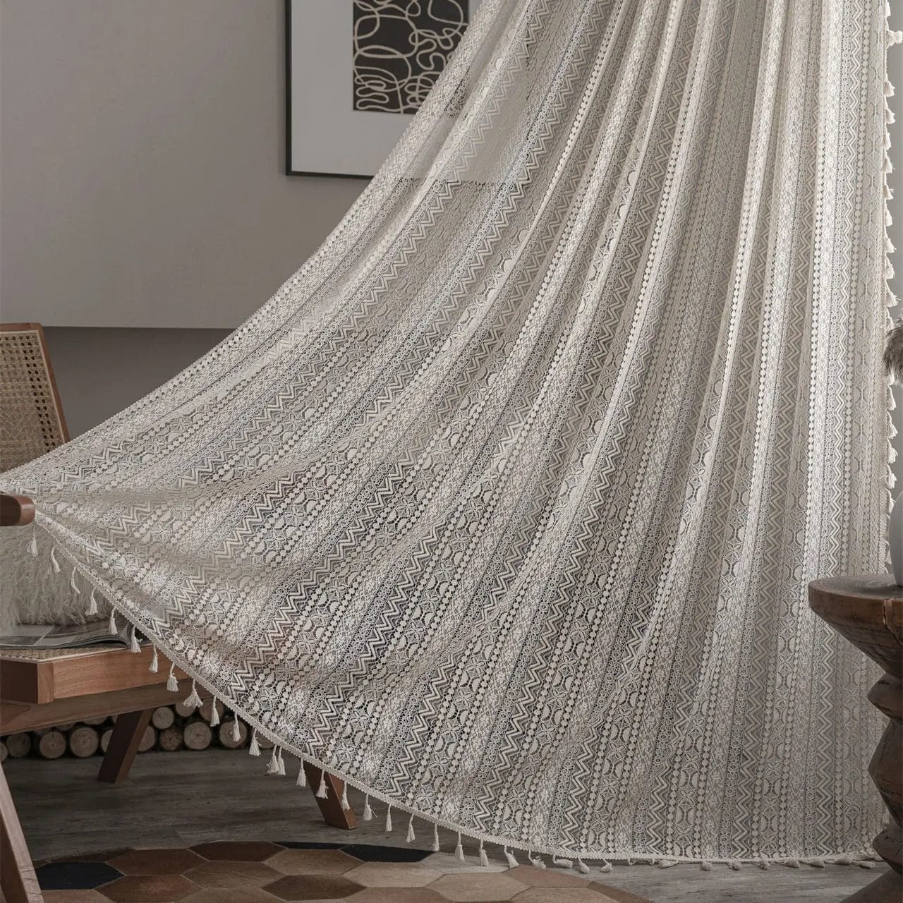 Rideau macramé élégance naturelle