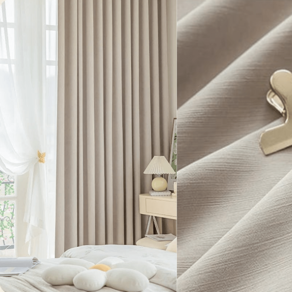 Rideau salon beige occultant moderne