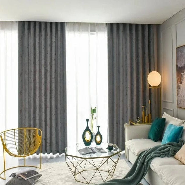 Rideau salon gris velours vintage et occultant