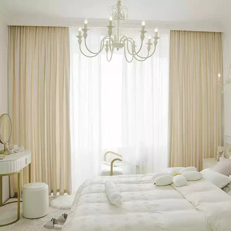 Rideau velours beige occultant naturel