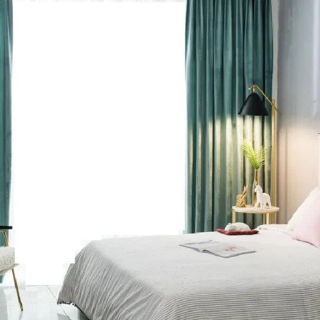 Rideau velours vert traditionnel