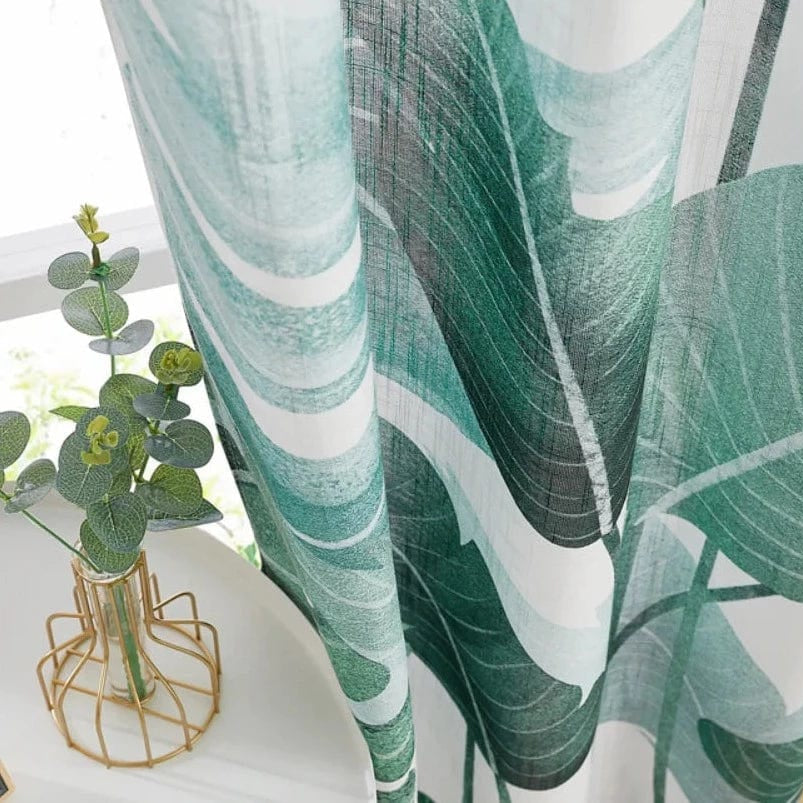 Voilage blanc à motifs feuilles